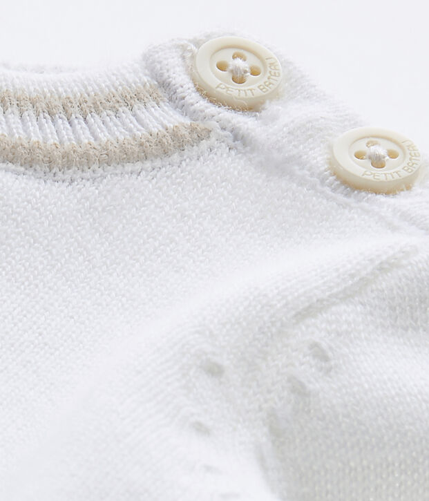 Pull b&eacute;b&eacute; gar&ccedil;on en tricot blanc