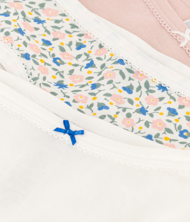 Set van 3 meisjesslips met bloemetjes in katoen multicouleur