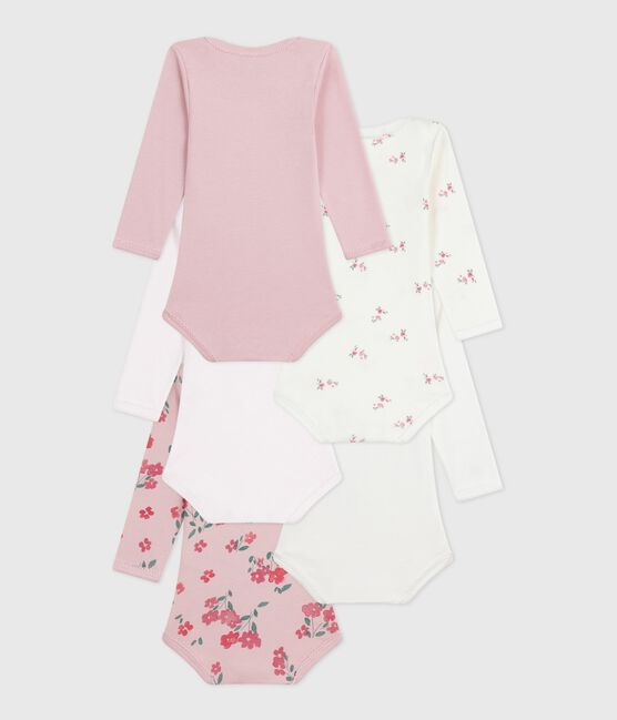 Setje met 5 katoenen body's met lange mouw en bloemenprint voor baby's variante 1