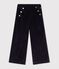 Pantalon wide leg enfant en velours bleu marine