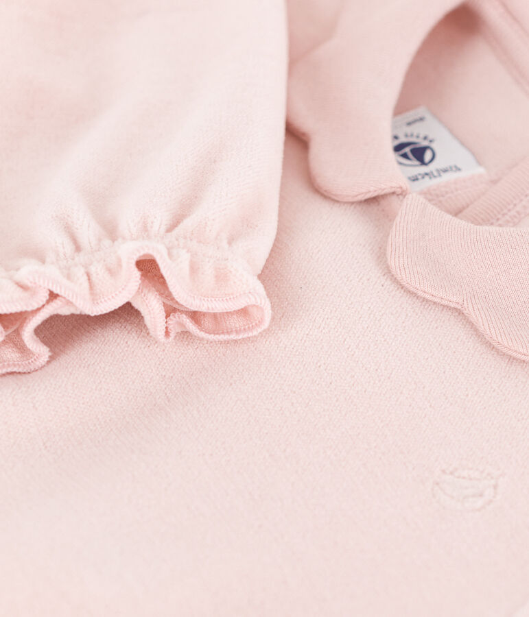 Pyjama b&eacute;b&eacute; uni rose en velours rose