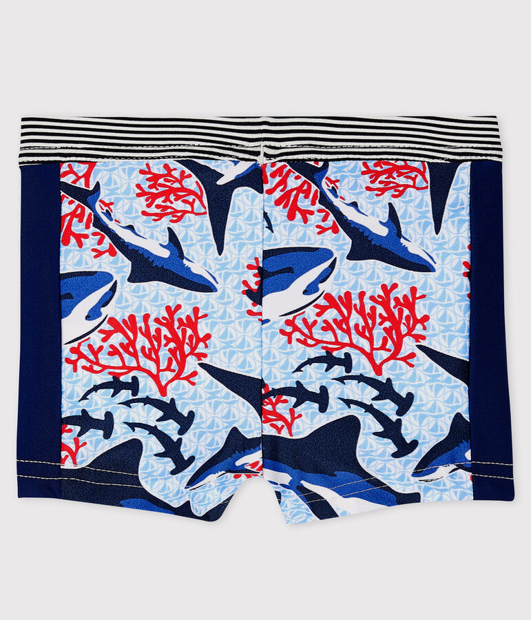 Milieuvriendelijk zwemshort babyjongen blauw SMOKING/wit MULTICO