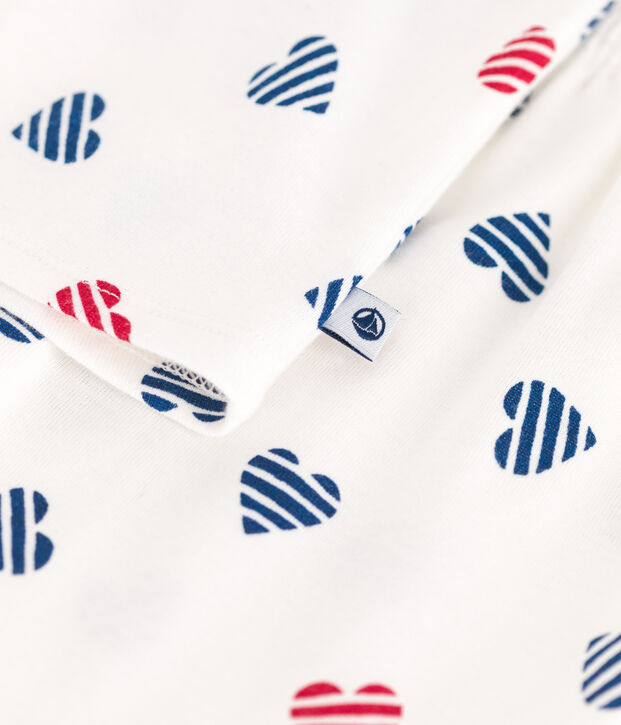 Korte katoenen pyjama met hartjesprint voor kinderen wit/multicouleur