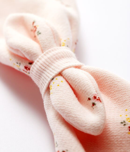 Bandeau cheveux fleuri en molleton bébé fille rose FLEUR/blanc MULTICO