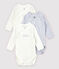 Lot de 3 bodies croisés manches longues bébé en coton biologique variante 1