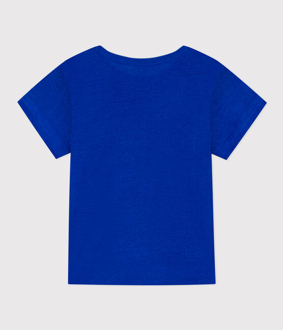 L'ICONIQUE, T-shirt voor dames in linnen blauw PERSE