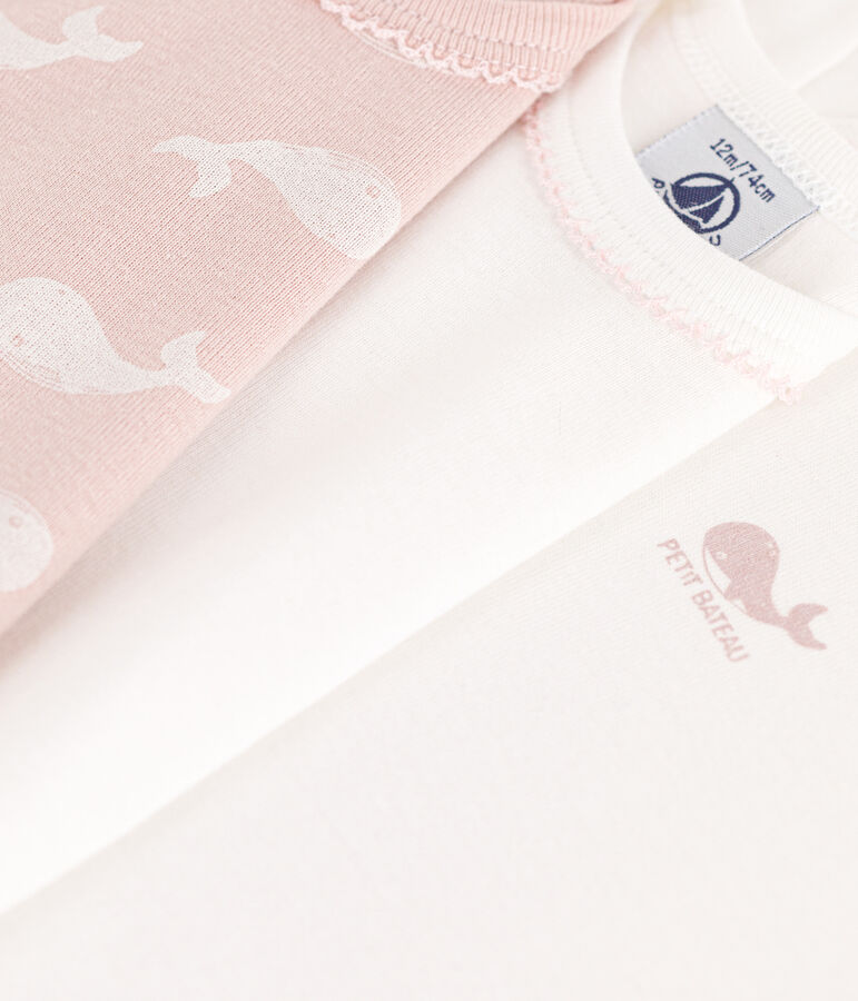 Set van 3 katoenen body's met korte mouwen en walvisjes multicouleur