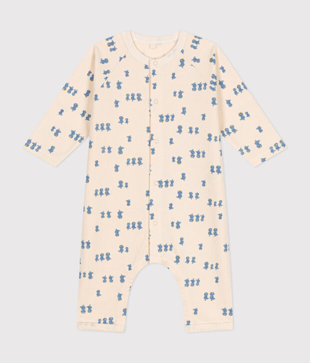 Combinaison longue en molleton b&eacute;b&eacute; &eacute;cru/multicouleur