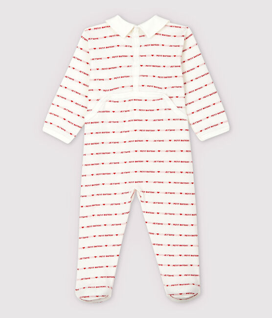 Dors-bien Petit Bateau Je T'aime bébé fille en jacquard blanc MARSHMALLOW/rouge TERKUIT