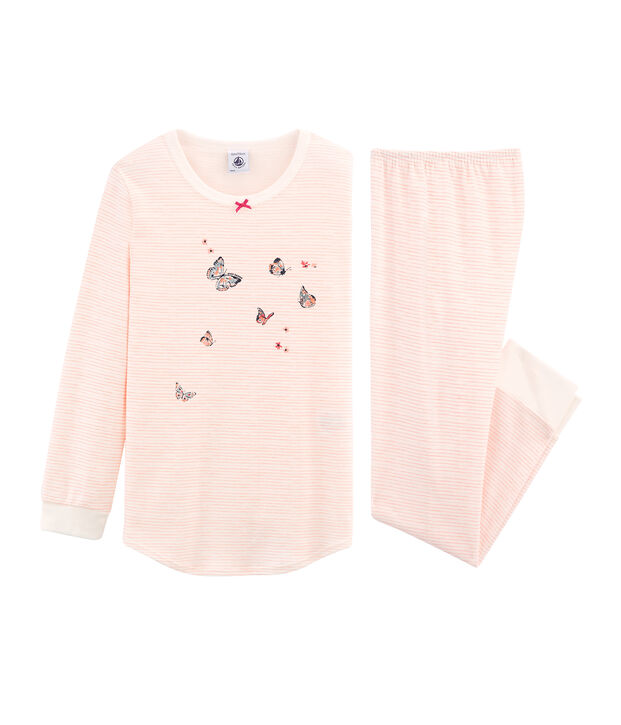 Pyjama voor kleine meisjes van katoen wit/roze