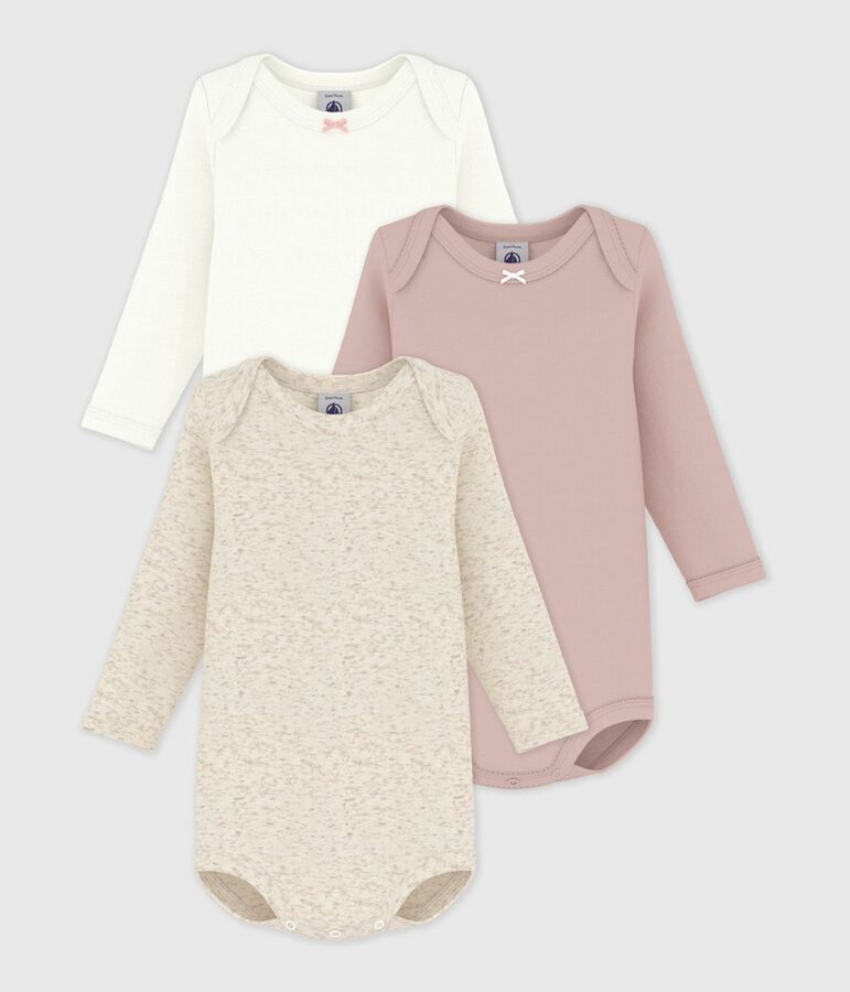 Lot de 3 bodies manches longues b&eacute;b&eacute; en coton multicouleur