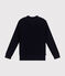 Katoenen trui in Engelse ribstof voor dames blauw SMOKING