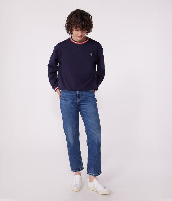 Effen katoenen sweatshirt voor dames blauw SMOKING