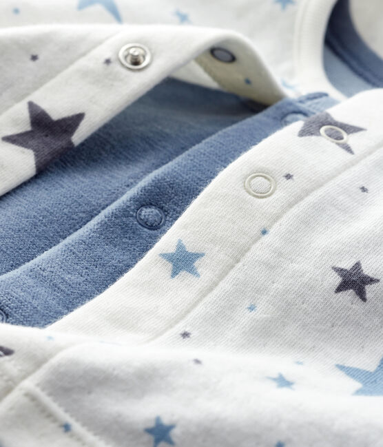 Ensemble 2 pièces étoiles bleues bébé en en velours jaune TEMPETE/blanc MULTICO