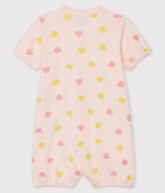 Combicourt bébé fille en côte rose FLEUR/blanc MULTICO