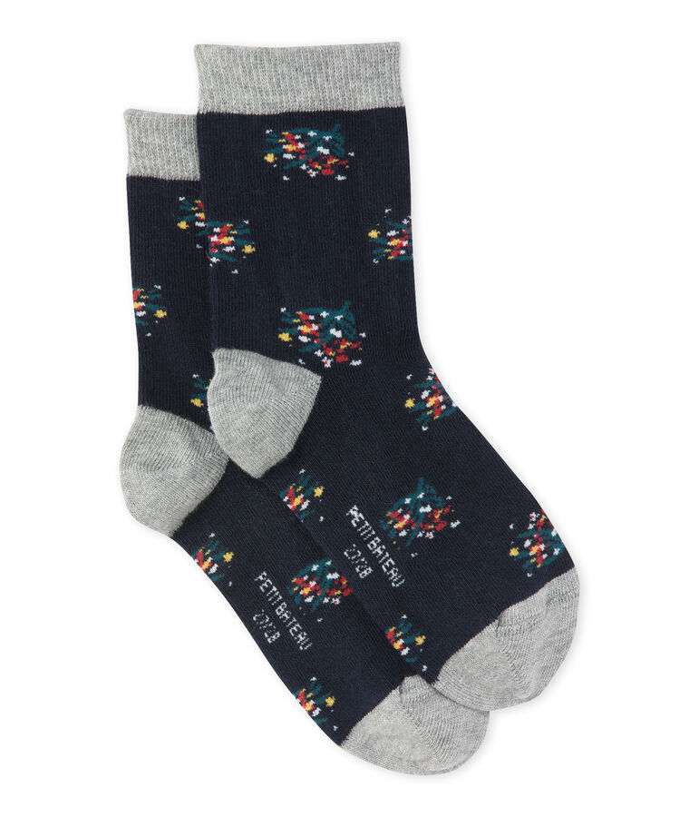Chaussettes fille &agrave; motif fleuri bleu/multicouleur