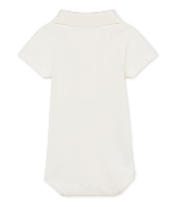 Effen body met korte mouwen en polokraag voor babyjongens wit
