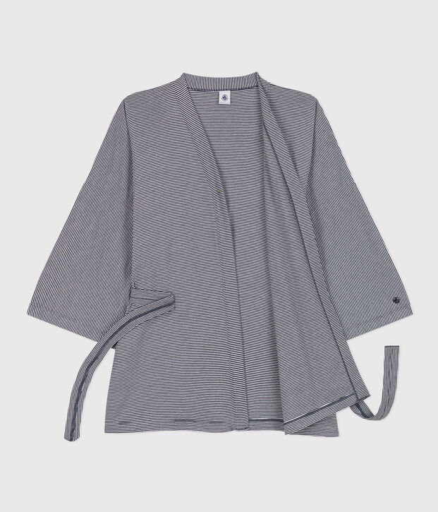 Gestreepte kimono voor vrouwen blauw/wit