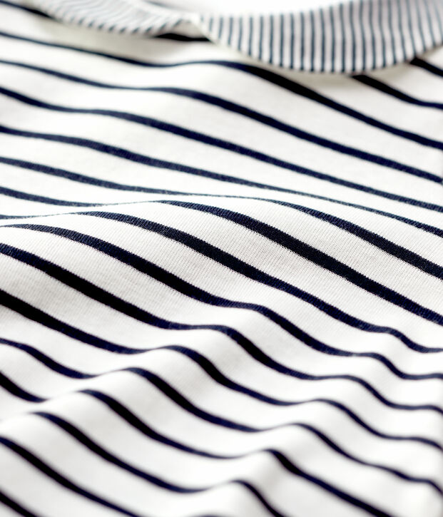 Blouse en coton b&eacute;b&eacute;. blanc/bleu