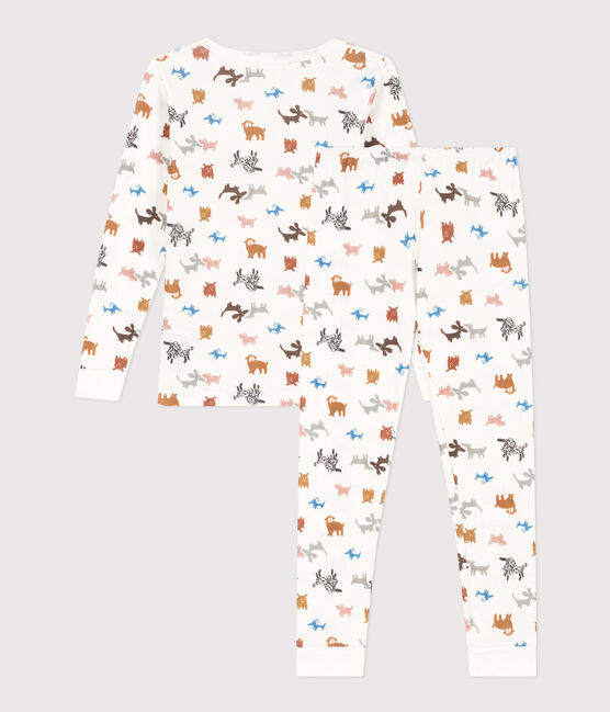 Pyjama ajusté en coton enfant blanc MARSHMALLOW/blanc MULTICO