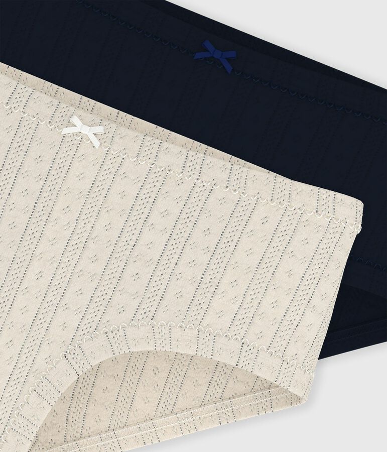 Set van drie kinderonderbroekjes met hoge taille van effen opengewerkt katoen multicouleur