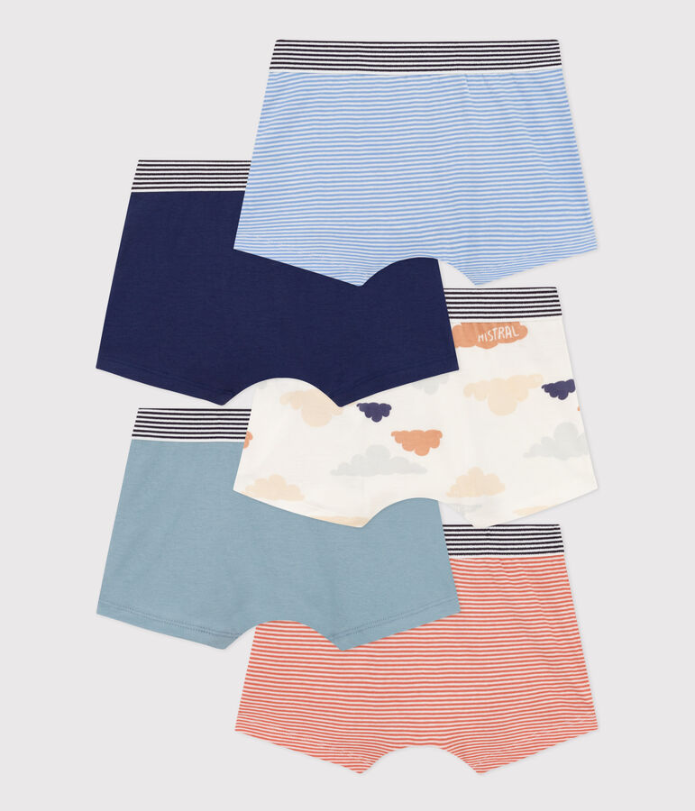 Lot de 5 boxers nuages en coton petit gar&ccedil;on multicouleur