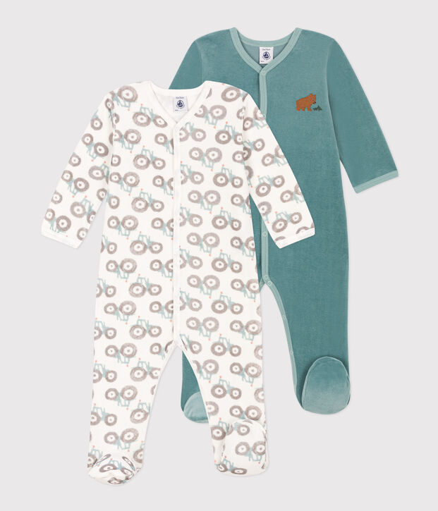 Setje met 2 fluwelen babypyjama's multicouleur