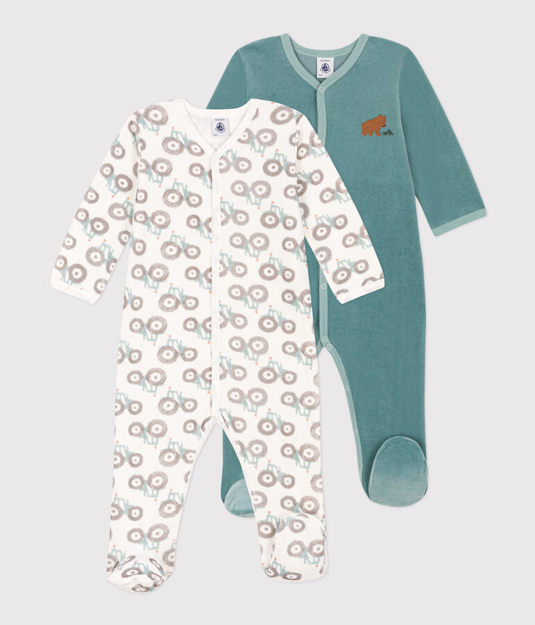 Lot de 2 pyjamas b&eacute;b&eacute; en velours multicouleur