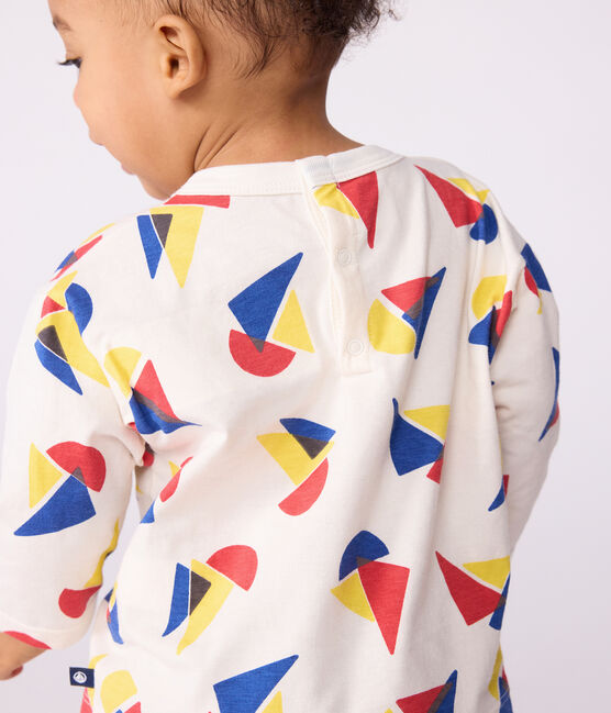 Katoenen T-shirt met lange mouwen en bootjesprint voor baby's MILK/ MULTICO