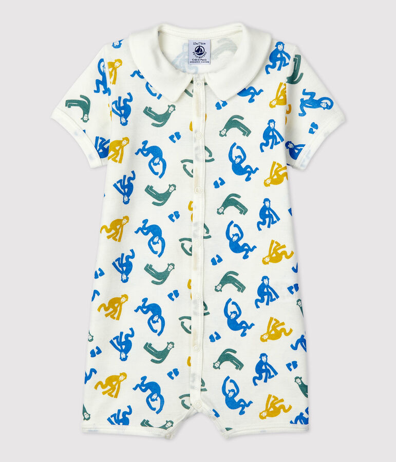 Combicourt b&eacute;b&eacute; singes phosphorescents en coton blanc/multicouleur