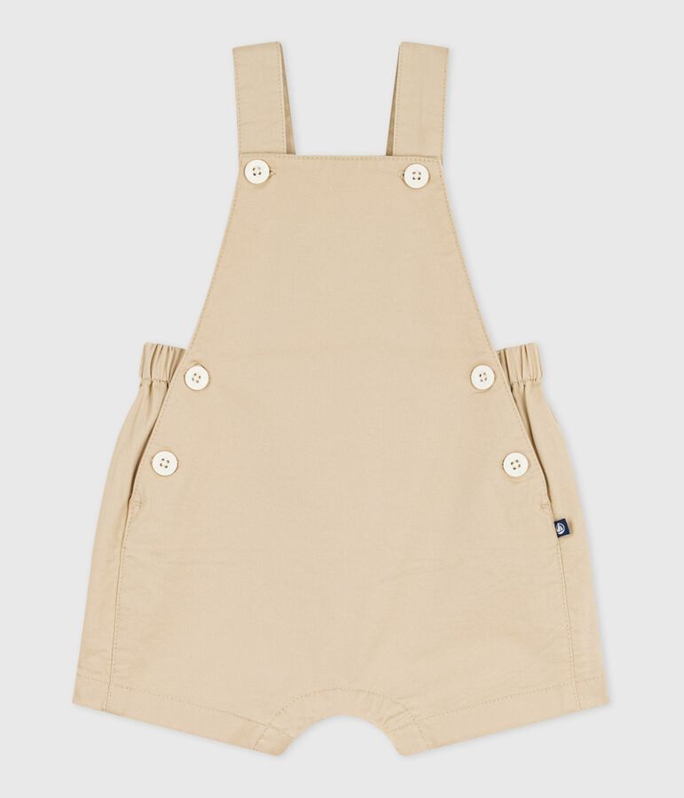 Salopette b&eacute;b&eacute; en serge jambes courtes, unie beige