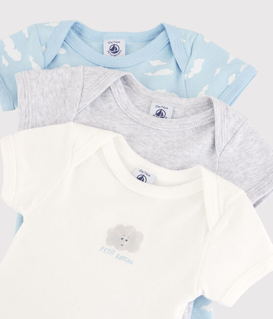 Lot de 3 bodies à étoiles ajourées sans manches bébé en coton biologique variante 1