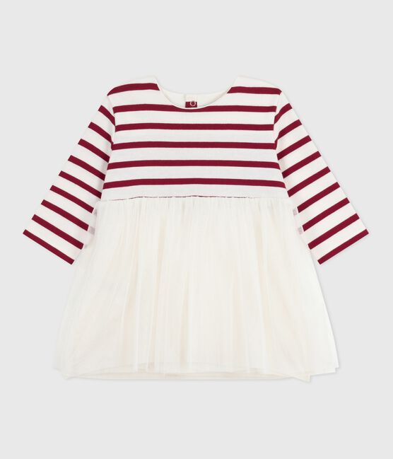 Robe bébé bi-matière manches longues rouge MILK/ AMARANTE