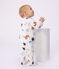 Babypyjama van geruwde fleece met hondjesprint wit MARSHMALLOW/wit MULTICO