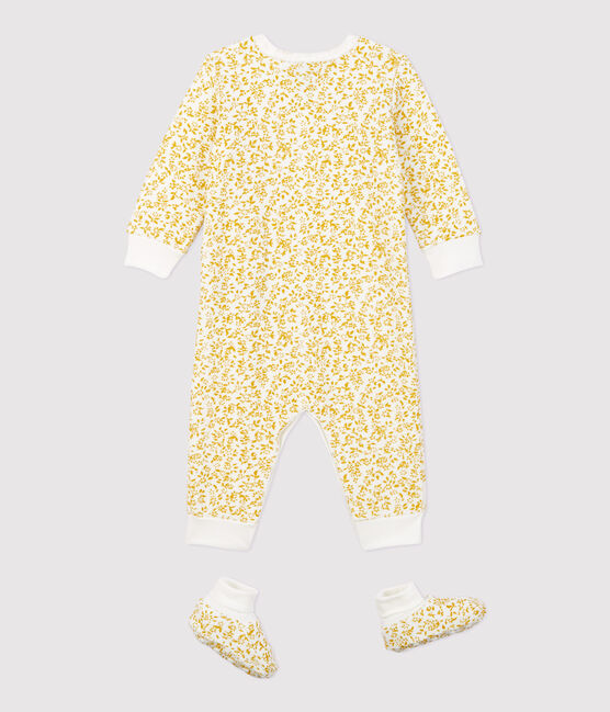Ensemble nuit fleurs bébé en bouclette éponge toute douce OCRE/ ECUME2