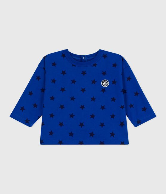 Tee-shirt bébé en coton à manches longues, imprimé étoiles bleu OLYMPIC/ SOIR