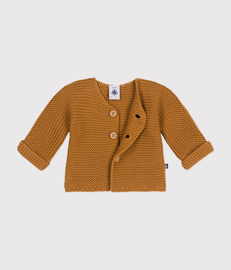 Cardigan en tricot point mousse b&eacute;b&eacute; marron CUIVRE