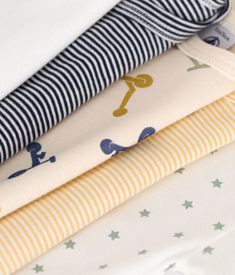 Set van 5 katoenen body's met lange mouwen en stepmotiefje voor baby's multicouleur