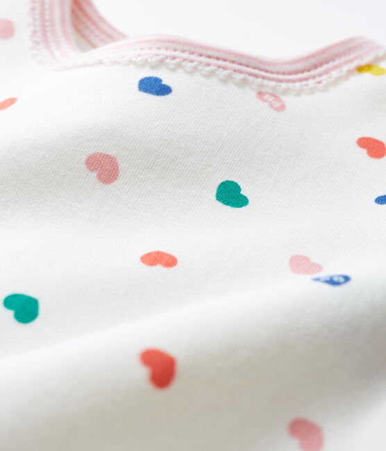 Slaappakje van molton voor babymeisjes wit MARSHMALLOW/wit MULTICO