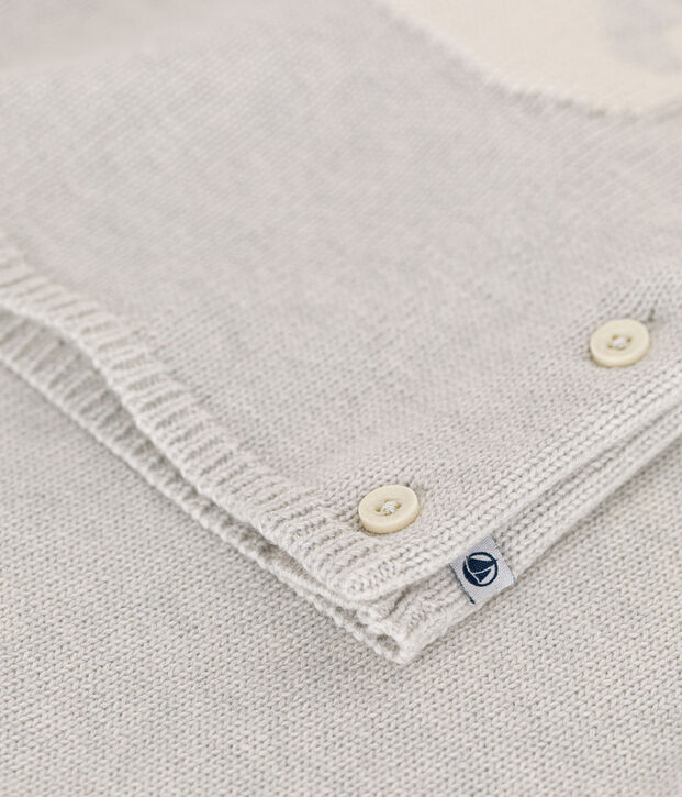 Ensemble 2 pi&egrave;ces en tricot laine et coton b&eacute;b&eacute; beige chin&eacute;