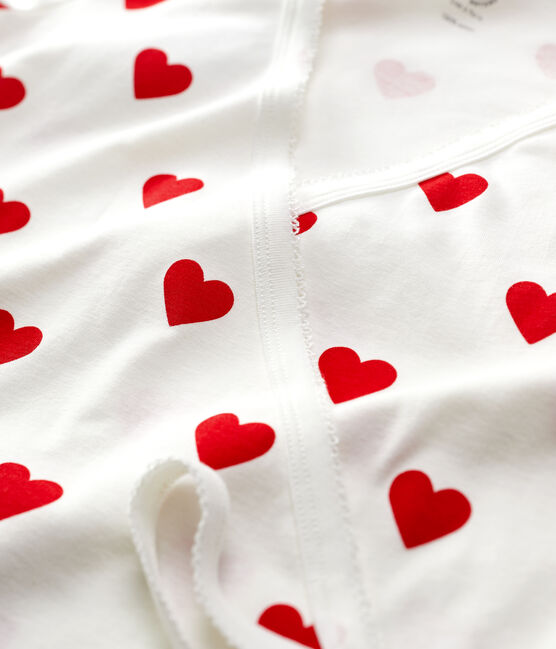 Cache-cœur en coton BIO Femme blanc MARSHMALLOW/rouge TERKUIT