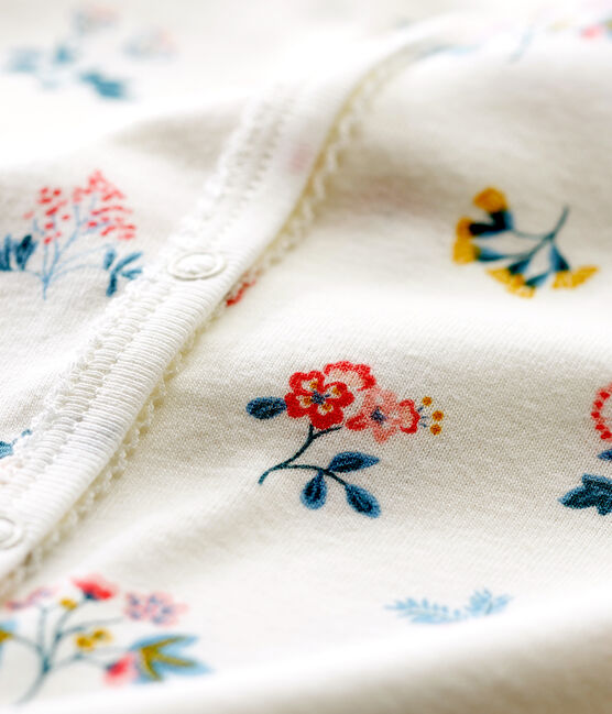 Dors bien sans pieds bébé fille en côte blanc MARSHMALLOW/blanc MULTICO