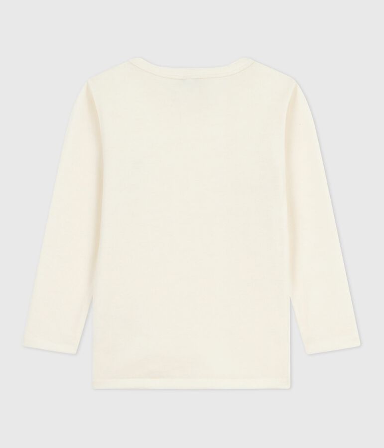 Effen T-shirt met lange mouwen van wol en katoen voor kinderen beige