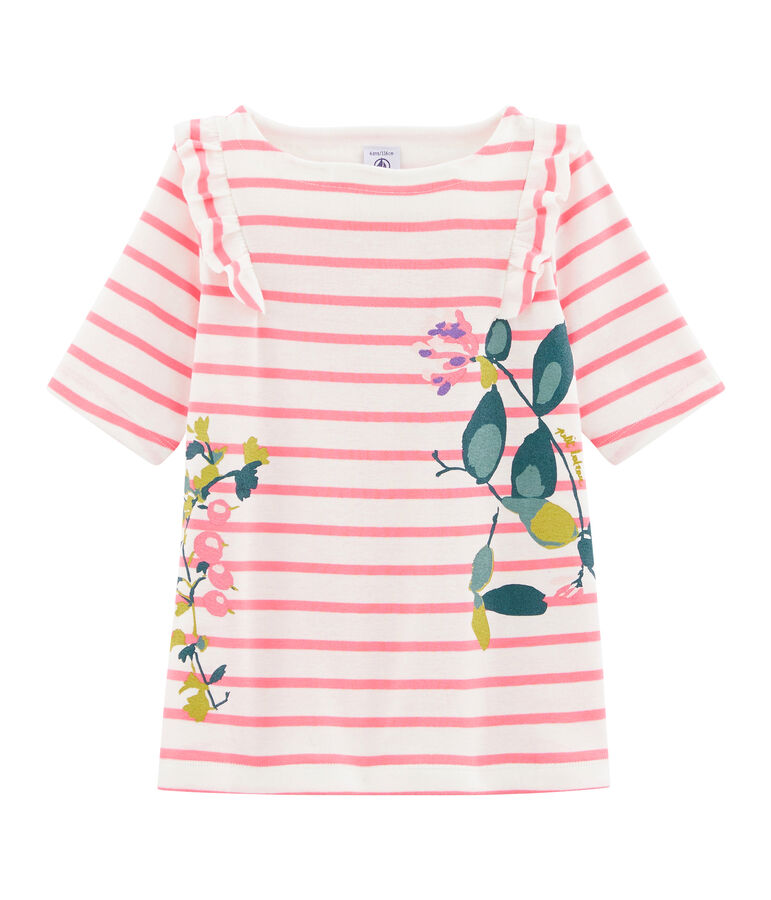 Tee-shirt enfant fille blanc/rose