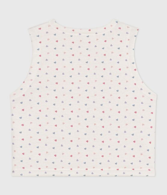 Omkeerbare katoenen cardigan zonder mouwen met print wit MARSHMALLOW/wit MULTICO