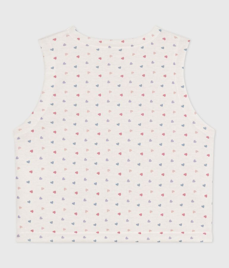 Omkeerbare katoenen cardigan zonder mouwen met print wit/multicouleur