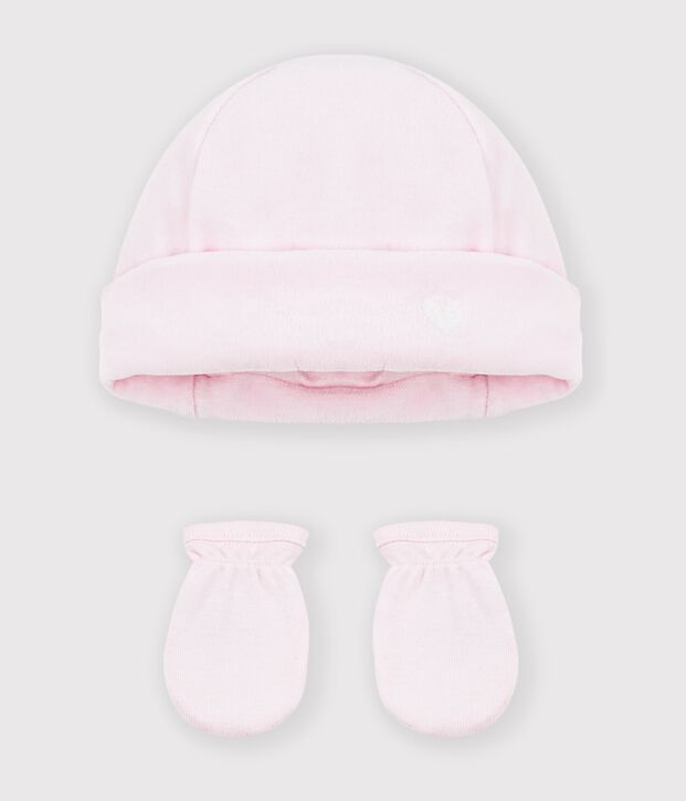 Lot de bonnet et moufles b&eacute;b&eacute; uni multicouleur