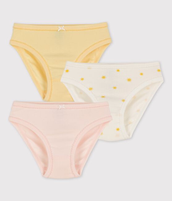 Set met 3 meisjesslips met zonnetjes in biokatoen variante 1