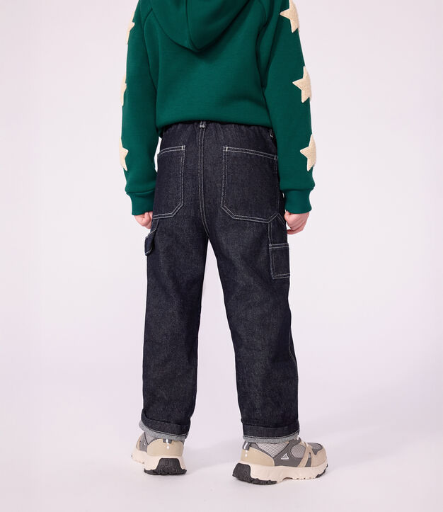 Spijkerbroek in 'carpenter'-snit voor kinderen DENIM BRUT FONCE