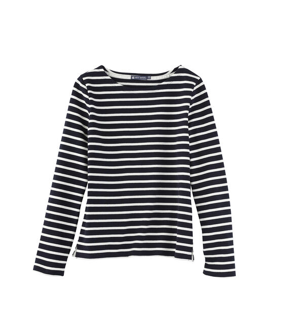 Legendarisch damesmarinetruitje in zware jersey - Vorige collectie blauw ABYSSE/beige COQUILLE